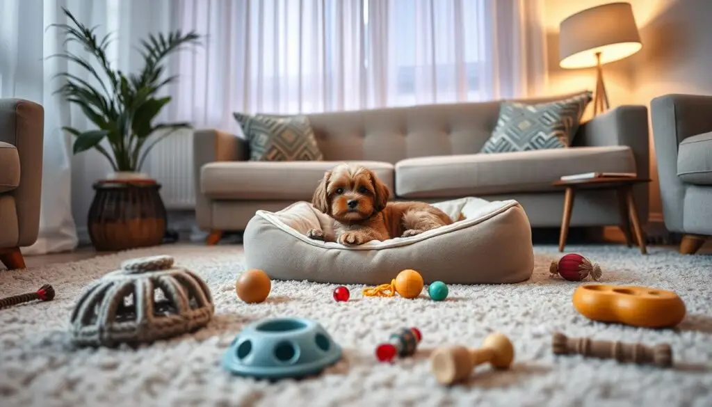 Calming environment with dog anxiety toys